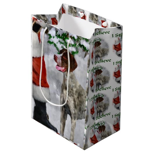 Duitse Shorthaired Pointer kerst Medium Cadeauzakje (Voorkant Gekanteld)