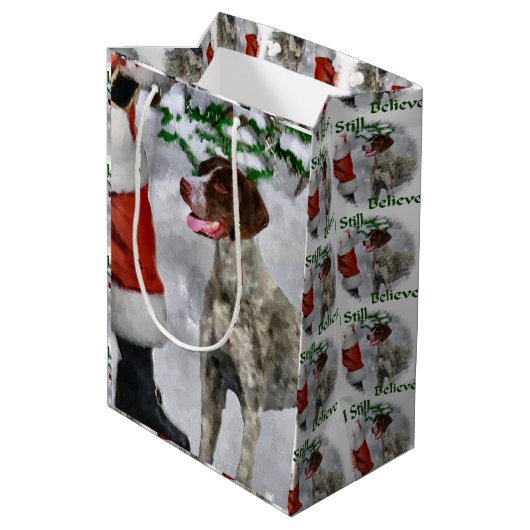 Duitse Shorthaired Pointer kerst Medium Cadeauzakje (Achterkant Gekanteld)