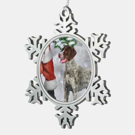 Duitse Shorthaired Pointer kerst Tin Sneeuwvlok Ornament (Rechts)