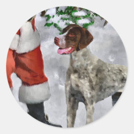 Duitse Shorthaired Pointer-kerstcadeautjes Ronde Sticker