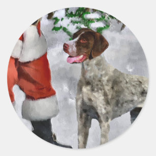 Duitse Shorthaired Pointer-kerstcadeautjes Ronde Sticker