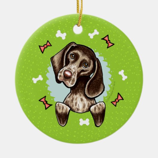 Duitse Shorthaired Pointer kerstmis Keramisch Ornament (Voorkant)