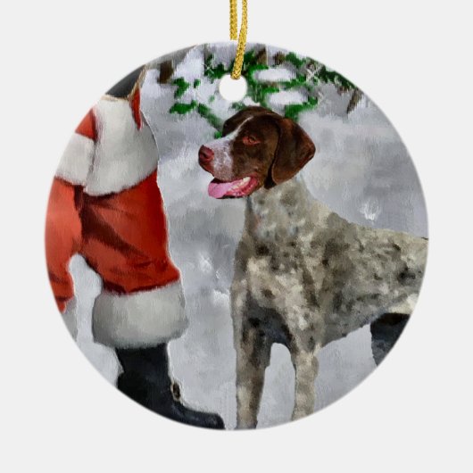 Duitse Shorthaired Pointer-kerstversiering Keramisch Ornament (Voorkant)