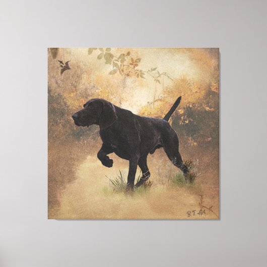 Duitse Shorthaired Pointer klaar om op Gift Box te Canvas Afdruk (Voorkant)