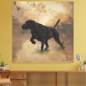 Duitse Shorthaired Pointer klaar om op Gift Box te Canvas Afdruk (Insitu (Woonkamer))