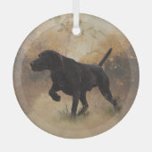 Duitse Shorthaired Pointer klaar om op Gift Box te Glas Ornament (Voorkant)
