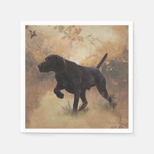 Duitse Shorthaired Pointer klaar om op Gift Box te Servet (Voorkant)