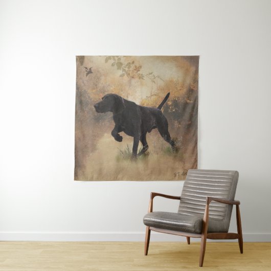 Duitse Shorthaired Pointer klaar om op Gift Box te Wandkleed (In Situ (horizontaal))