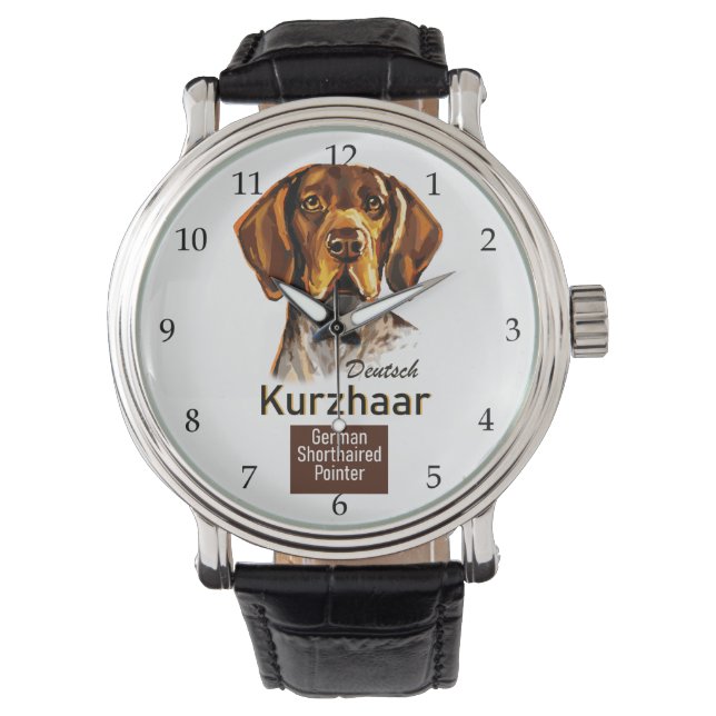 Duitse Shorthaired Pointer Kurzhaar Horloge (Voorkant)
