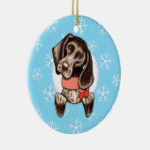 Duitse Shorthaired Pointer laat het sneeuwen Keramisch Ornament (Rechts)