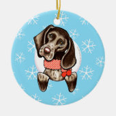 Duitse Shorthaired Pointer laat het sneeuwen Keramisch Ornament (Voorkant)