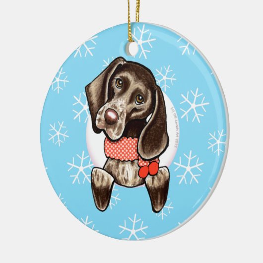 Duitse Shorthaired Pointer laat het sneeuwen Keramisch Ornament (Links)