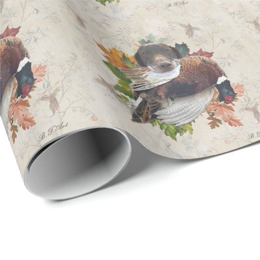 Duitse Shorthaired Pointer met fazant sneeuwlobby Cadeaupapier (Rol Hoek)