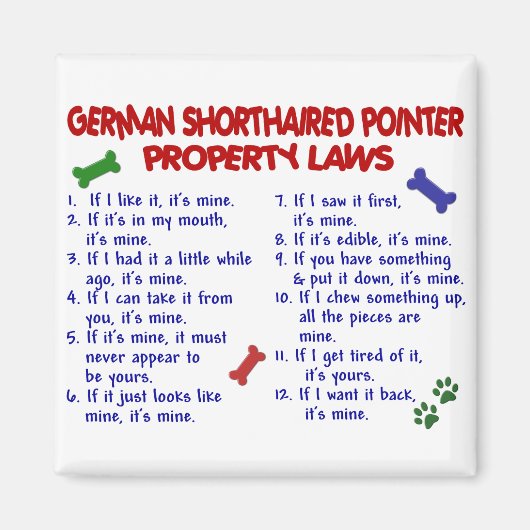 DUITSE SHORTHAIRED POINTER Property Laws 2 Magneet (Voorkant)