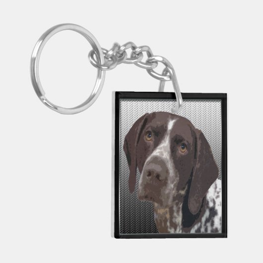 Duitse Shorthaired Pointer Retro Sleutelhanger (Voorkant Links)