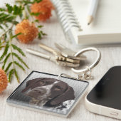 Duitse Shorthaired Pointer Retro Sleutelhanger (Voorkant Rechts)