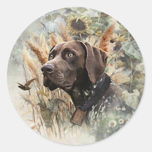 Duitse Shorthaired Pointer Ronde Sticker (Voorkant)