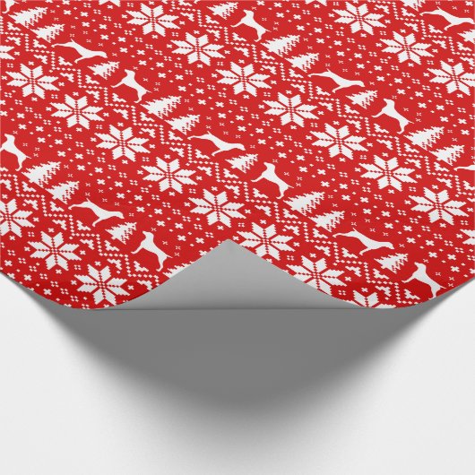 Duitse Shorthaired Pointer Silhouettes kerst Cadeaupapier (Hoek)