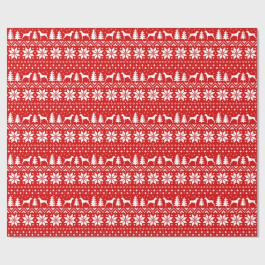 Duitse Shorthaired Pointer Silhouettes kerst Cadeaupapier (Vlak)