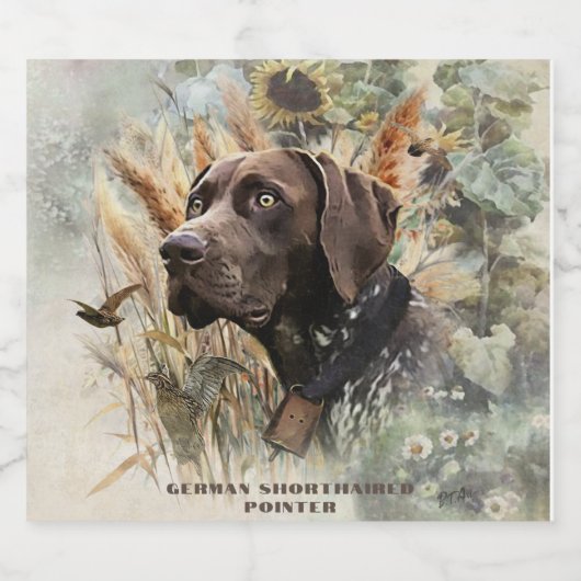 Duitse Shorthaired Pointer Sparkling Wijnetiket (Enkel label)