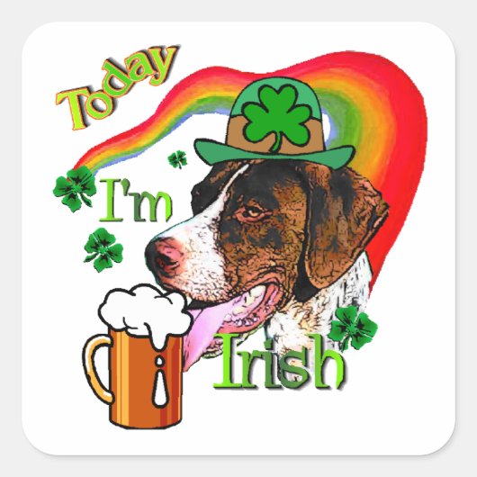 Duitse Shorthaired Pointer St Pattys Vierkante Sticker (Voorkant)