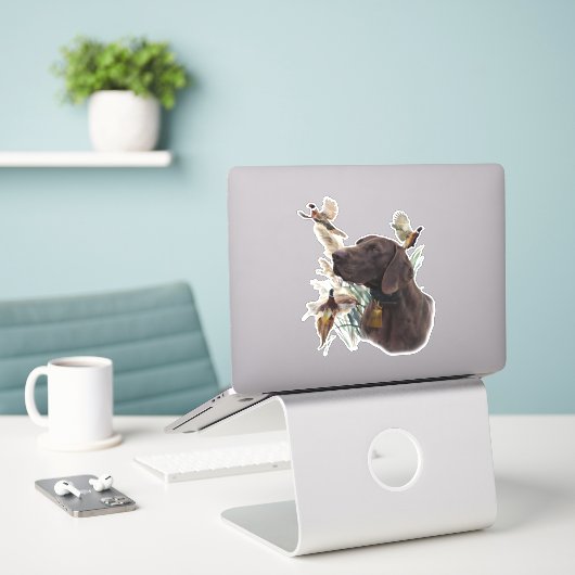 Duitse shorthaired pointer sticker (Laptop op bureau)