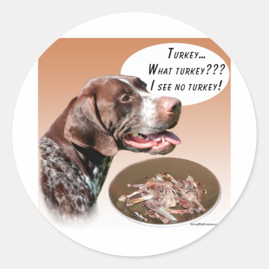 Duitse Shorthaired Pointer Turkije Ronde Sticker (Voorkant)