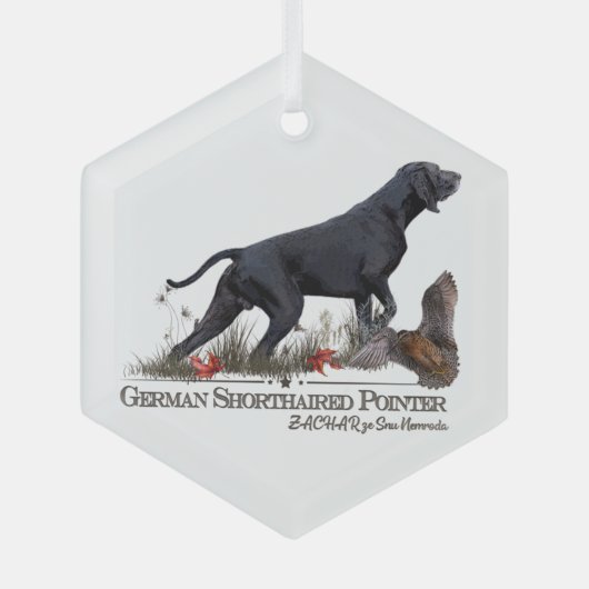 Duitse Shorthaired Pointer, ZACHAR Tapestry Poster Glas Ornament (Voorkant)