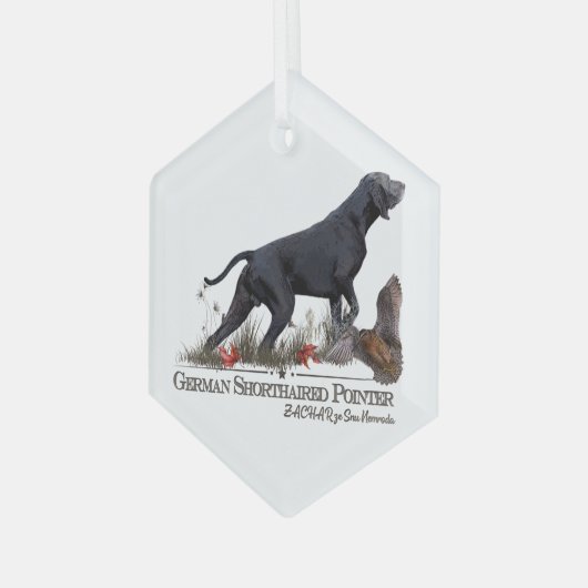 Duitse Shorthaired Pointer, ZACHAR Tapestry Poster Glas Ornament (Voorkant links)