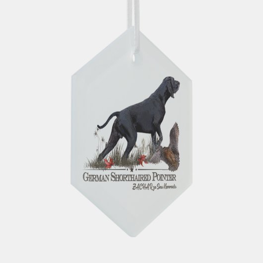 Duitse Shorthaired Pointer, ZACHAR Tapestry Poster Glas Ornament (Voorkant Rechts)