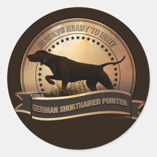Duitse Shorthaired Pointer, ZACHAR Tapestry Poster Ronde Sticker (Voorkant)