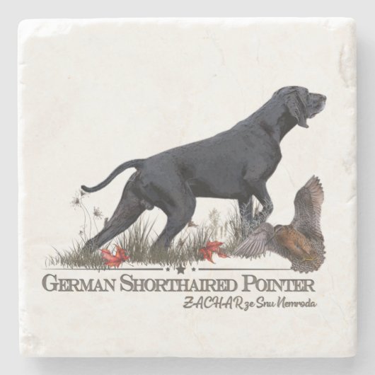 Duitse Shorthaired Pointer, ZACHAR Tapestry Poster Stenen Onderzetter (Voorkant)