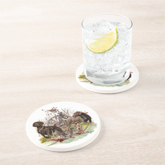 Duitse Shorthaired Pointer Zandsteen Onderzetter (Zijkant)