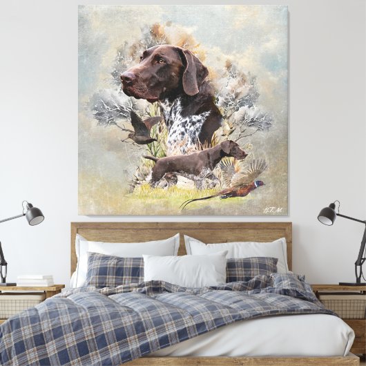 Duitse Shorthaired Pointers Canvas Afdruk (Insitu (Slaapkamer))
