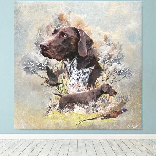 Duitse Shorthaired Pointers Canvas Afdruk (Insitu (Houten vloer))