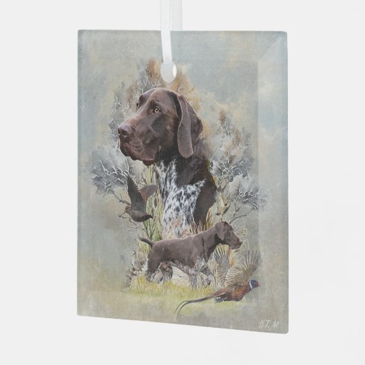 Duitse Shorthaired Pointers Glas Ornament (Voorkant links)
