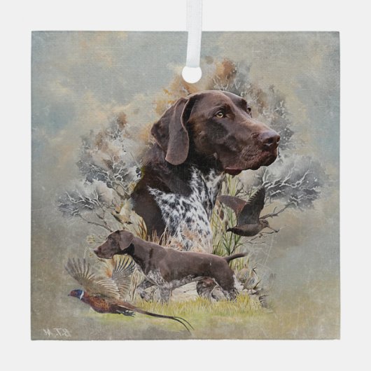 Duitse Shorthaired Pointers Glas Ornament (Achterkant)
