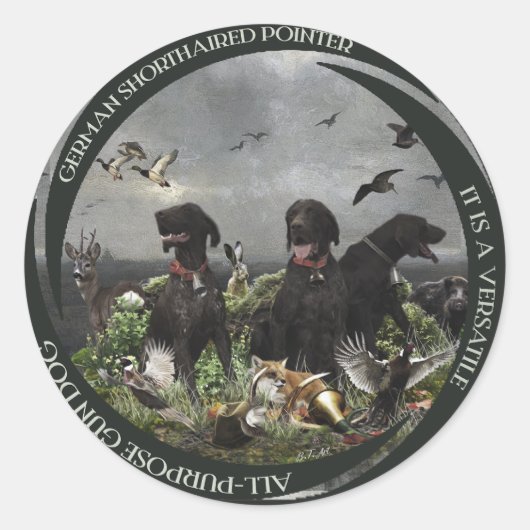 Duitse Shorthaired Pointers Ronde Sticker (Voorkant)