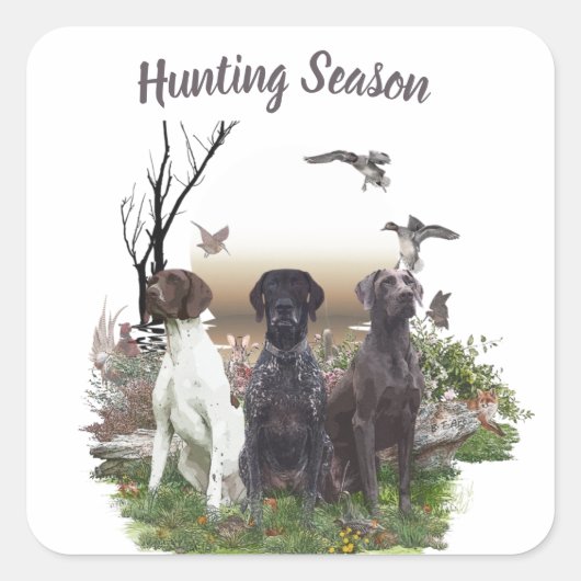 Duitse Shorthaired Pointers (SAP), een jachtfauna Vierkante Sticker (Voorkant)