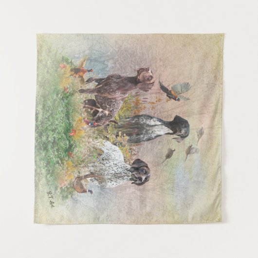 Duitse Shorthaired Pointers (SAP), een jachtfauna Wandkleed (Voorkant (horizontaal))