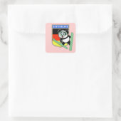 Duitse Ski-springende Panda Vierkante Sticker (Tas)