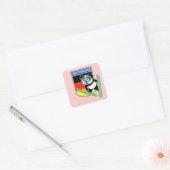 Duitse Ski-springende Panda Vierkante Sticker (Envelop)