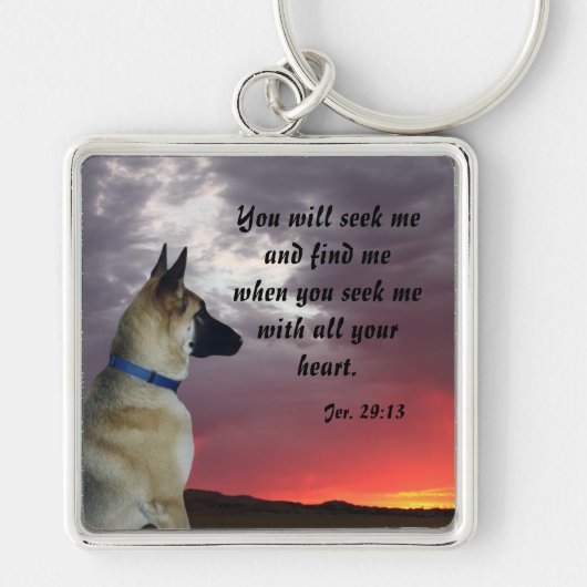 Duitse Sleutelhanger Shepherd Jeremiah 29:13 (Voorkant)