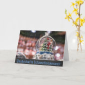 Duitse sneeuwstorm wereldbol vrolijke kerstgroeten kaart (Gele Bloem)