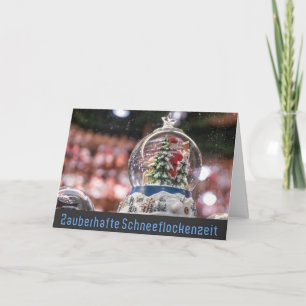 Duitse sneeuwstorm wereldbol vrolijke kerstgroeten kaart