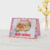 Duitse Spitz Dog Merry Dogmus-kerstkaart Kaart (Gele Bloem)