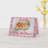 Duitse Spitz Dog-Waterverf kerstkaart Kaart (Gele Bloem)