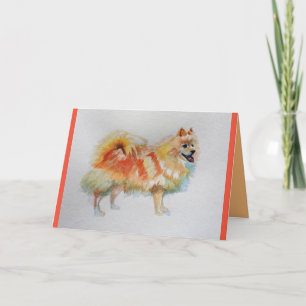 Duitse Spitz Dog Waterverf pet Greetings Kaart