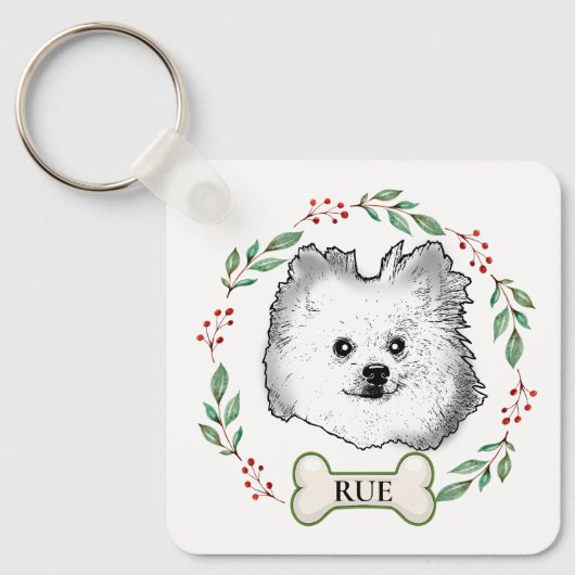Duitse Spitz hond gepersonaliseerd Sleutelhanger (Voorkant)
