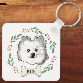 Duitse Spitz hond gepersonaliseerd Sleutelhanger (Achterkant)